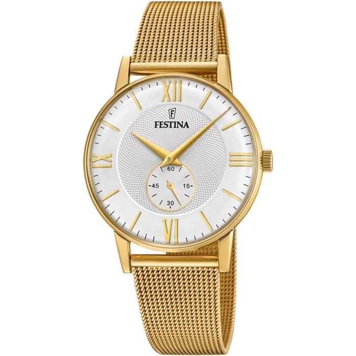 Festina Analogique F20569 2 Montre Homme en Acier Inoxydable Dor