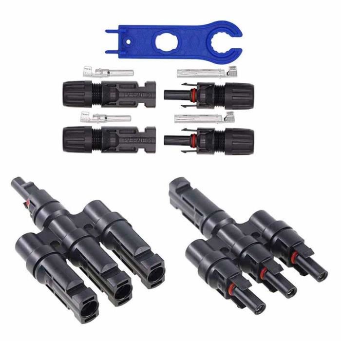 RUNCCI-YUN Connecteur Solaire Y 1 To 2 (MFF/FMM) – Parallèle Panneaux Solaires, Étanche IP67, 20A, Compatible 10-14AWG