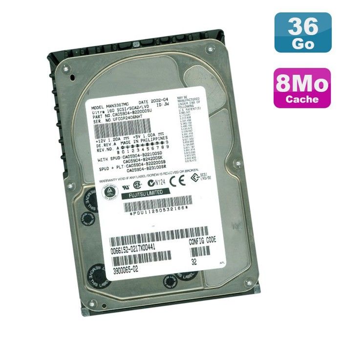 Disque Dur Scsi 36.7Go Fujitsu Man3367Mc Ca05904-B20300Dl Ultra160 10K Rpm 8Mo