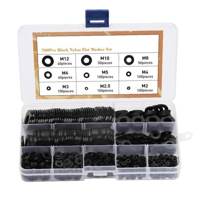 Lot De 500 Rondelles Plates En Nylon - Assortiment Métrique Pour Joints, Espacements - Parfait Bricolage