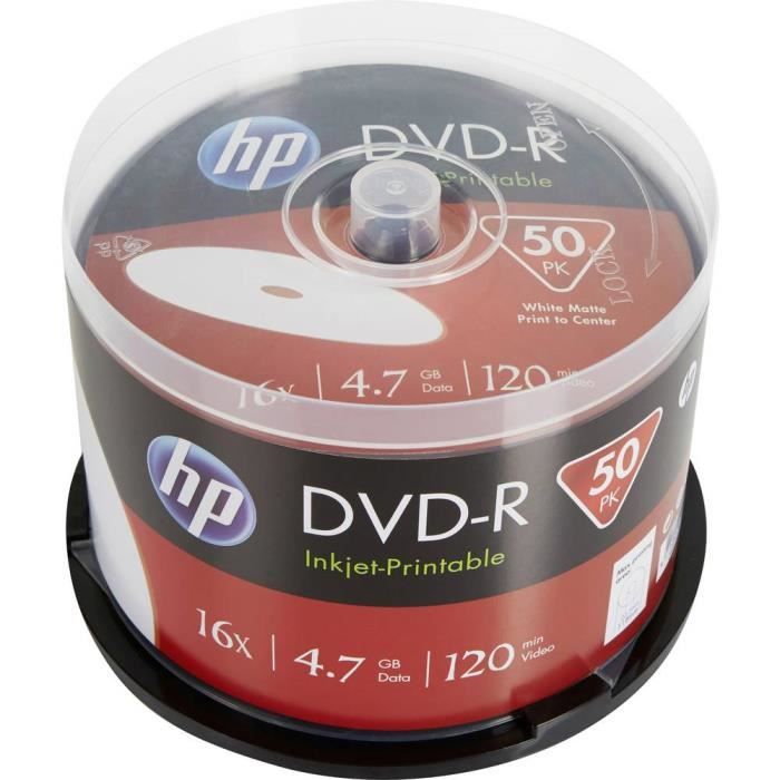 ORIGINAL HP Accessoires informatiques DME00025WIP DVD R 4.7GB120Min16x Cakebox 50 Disc - vue 2