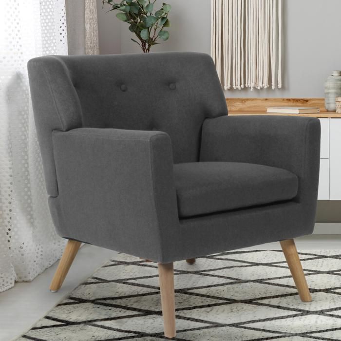 Fauteuil Scandinave En Tissu Gris Anthracite