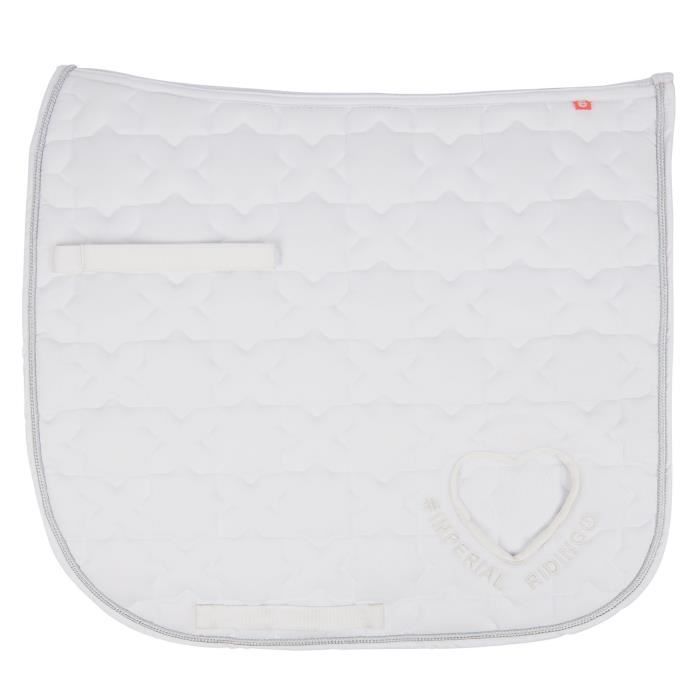 Tapis De Selle Dressage HKM Bergamo Blanc - Tissu Technique Respirant Pour Cheval
