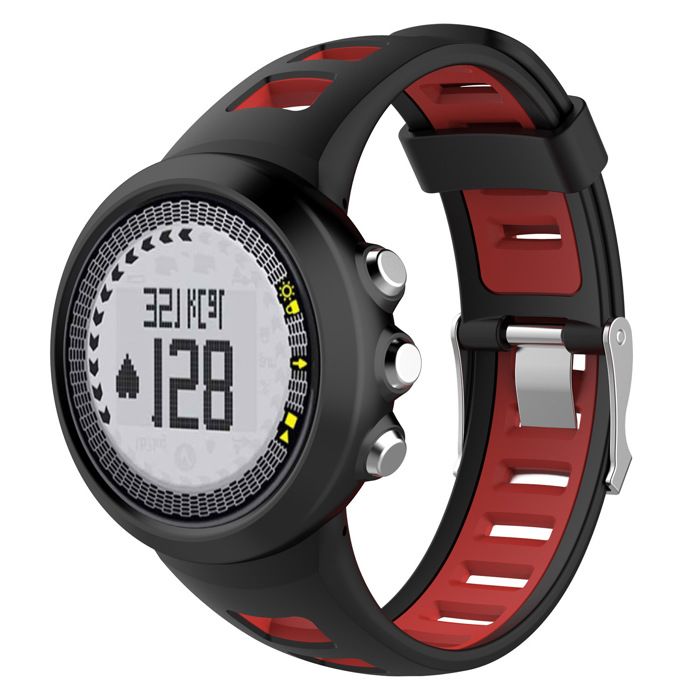 INF Bracelet de montre en silicone pour Suunto Quest/M1/M2/M4/M5 Noir + Rouge