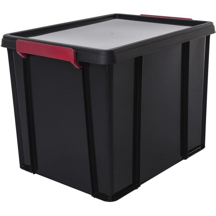 IRIS OHYAMA Boîte de rangement empilable avec couvercle - Multi Box -  MBX-38- Plastique - Noir, rouge et transparent - 38 L - Cdiscount Bricolage