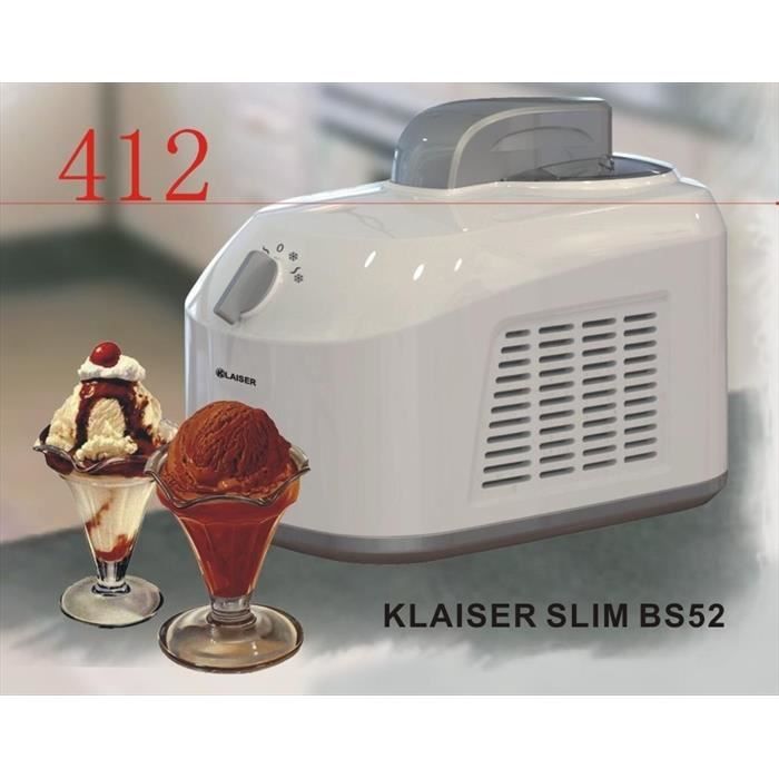 KLAISER SLIM BS52 TURBINE A GLACES PROFESSIONNELLE AVEC LIVRE DE 62 RECETTES