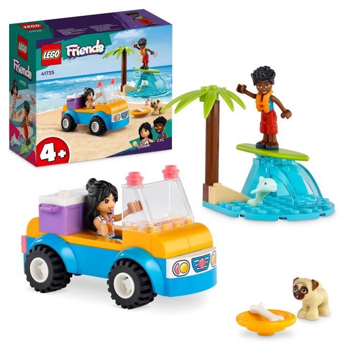 LEGO® Friends 41725 La Journée à la Plage en Buggy, Jouet avec Voiture, Surf, et Mini-Poupées