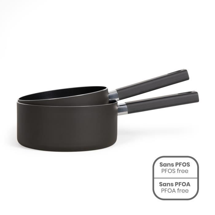 Set de 2 casseroles LIVOO MEP154N Antiadhésif sans PFOA ni PFOS Manche silicone Tous feux dont induction