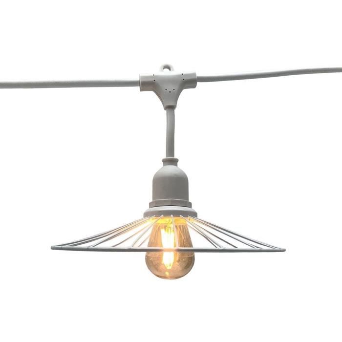 Guirlande lumineuse extérieur - LUMISKY - CHIC WHITE LIGHT - 6 m - 10 ampoules à filament - E27 - LED blanc chaud