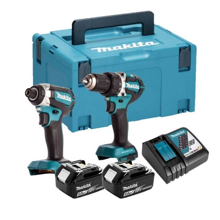 Pack outils électroportatifs DDF484 + DTD153 2x5 0 Ah MAKITA DLX2180TJ