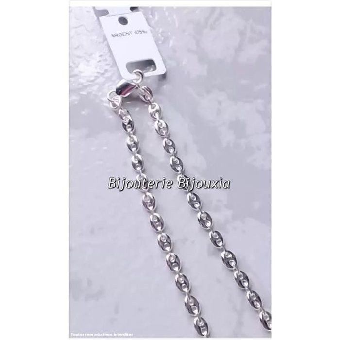 Chaîne ou Bracelet Grain de Café en Argent Massif 925 - BIJOUXIA