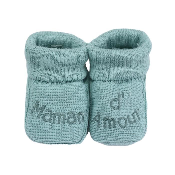 Chaussons b b naissance TROIS KILOS SEPT Vert sauge Doux et