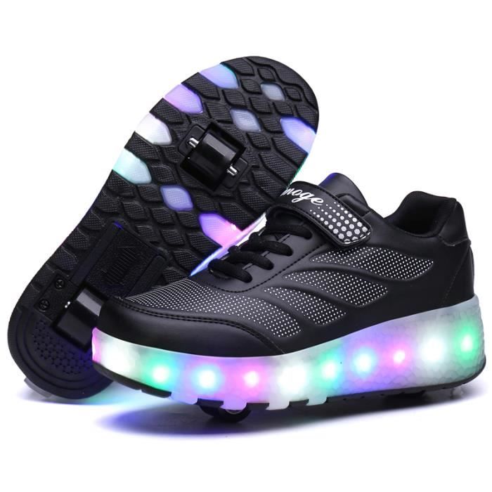 Super kids Unisex Enfants LED Chaussures avec roulettes LED Clignotante Lumineux Baskets avec Roues lnline Patins à roulettes Outdoor Sports Gymnastique Skateboard Chaussures pour Fille et Garçon 