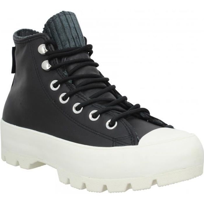 converse montante cuir noir