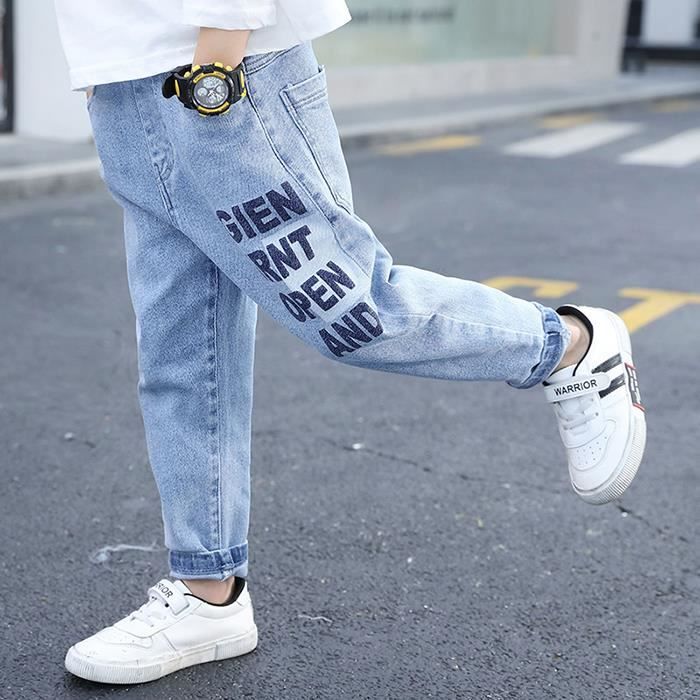 FUNMOON Jeans Gar on Tendance Impression De Lettres Bleu