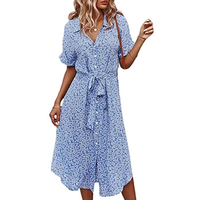 Robe Plage été Robe Longue Bohème Femme BUOYDM - Imprimé Floral été - Col V Dos Nu - Style Plage Et Soirée Robe D'été Col V Robe Plage été Robe Longue Bohème Femme BUOYDM - Imprimé Floral été - Col V Dos Nu - Style Plage Et Soirée Robe D'été Col V