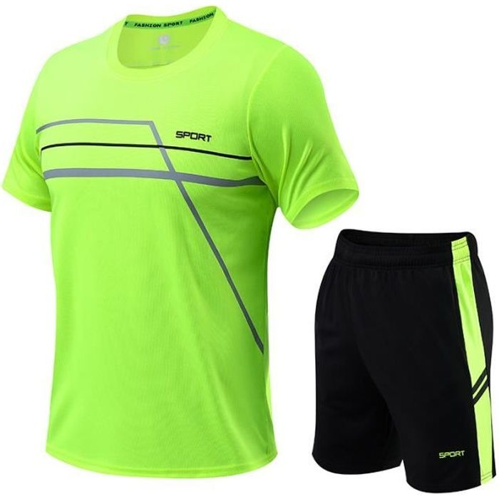Ensemble De Sport Compression Homme 5 Pièces - T-shirt, Pantalon, Short, Veste - Séchage Rapide - Polyester/Élasthanne