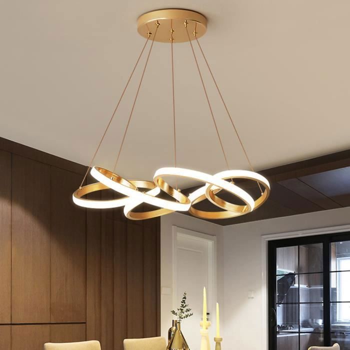 Suspension LED Moderne Dimmable Avec Télécommande - Lustre Réglable En Hauteur Pour Salle à Manger, Bureau, Cuisine (46W, 4800 Lm)