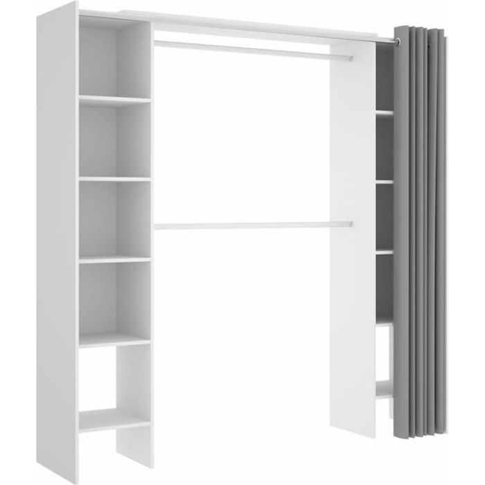 Armoire placard extensible coloris blanc - Longueur 110-180 x Hauteur 205 x Profondeur 50 cm