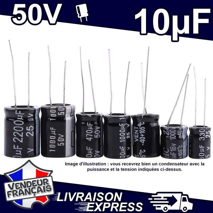 10 x CONDENSATEUR CHIMIQUE ÉLECTROLYTIQUE 10µF 10uF 50V -40+105°C ...