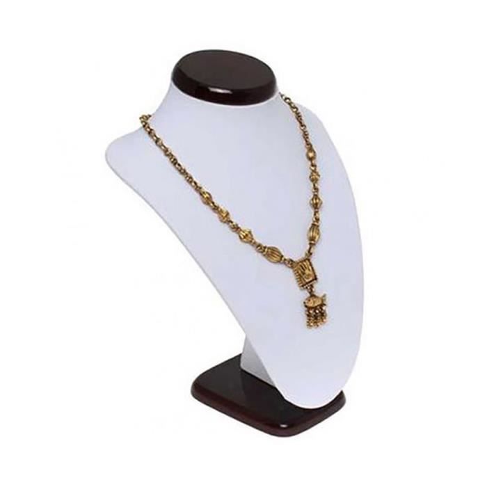 PORTE BIJOUX BUSTE POUR COLLIER BOIS ET PU 25 CM BLANC Cdiscount