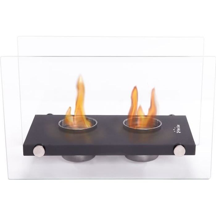 Cheminée bioéthanol de table Oniros Duo - PURE 2 IMPROVE - Noir - Double flamme - Design épuré