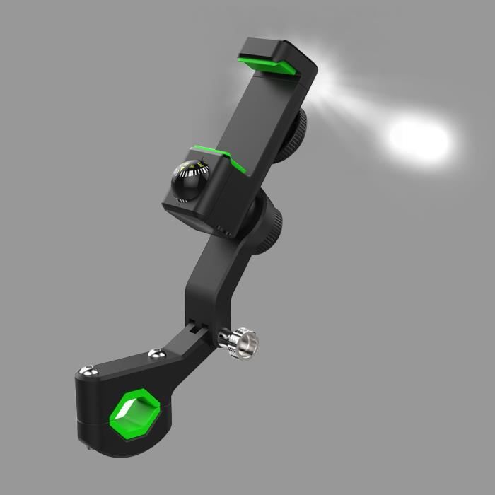 Support de téléphone portable multifonctionnel avec voyant d'avertissement et boussole, pour vélo, trottinette électrique, moto,