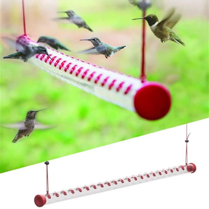Mangeoire pour colibris 1PC 60cm avec support de nourriture pour oiseaux  tube transparent rouge vif, jardin extérieur - Cdiscount