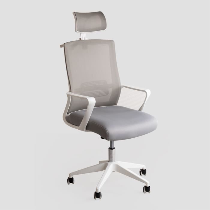sklum chaise de bureau teill colors avec roues et accoudoirs gris clair
