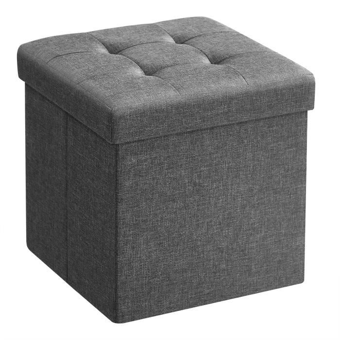 SONGMICS Banc Coffre Rangement Tabouret Repose-Pieds pour Salon Chambre Entrée Gris Foncé LSF028G01