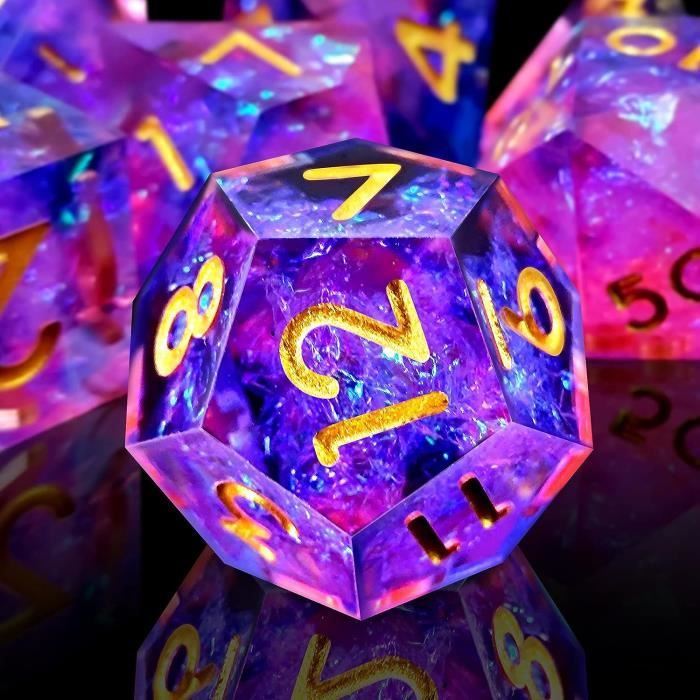SIQUK Polyhedral DND dobbelstenen, set van 7 stuks, D4, D6, D8, D10, D12, D20, D% voor DND, RPG, MTG, Dungeon en Dragons, rode vlam