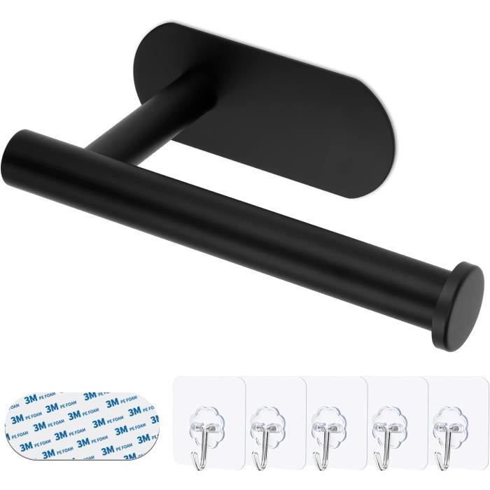 Support Papier Toilette Auto-adhésif Inox - Installation Sans Perçage, Bandes 3M, Porte Rouleau Salle De Bain - 16 Cm, Charge 5 Kg - 7