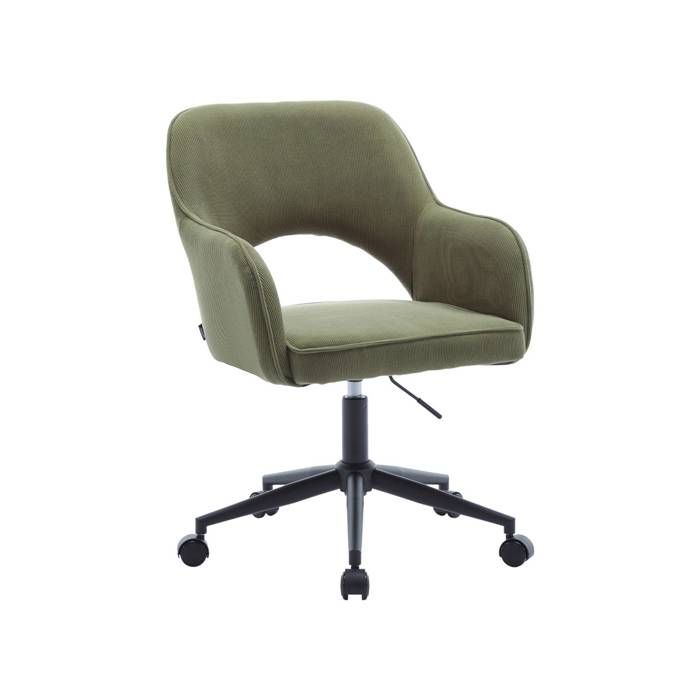 Chaise de bureau à roulettes velours côtelé kaki. L 60 x P 62 x H 89 / 99cm Chaise de bureau à roulettes velours côtelé kaki. L 60 x P 62 x H 89 / 99cm