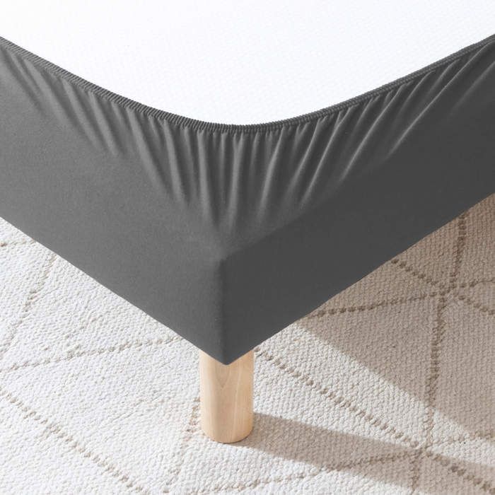 Cache-sommier coton jersey anthracite 200x200 - Anthracite - Terre de Nuit