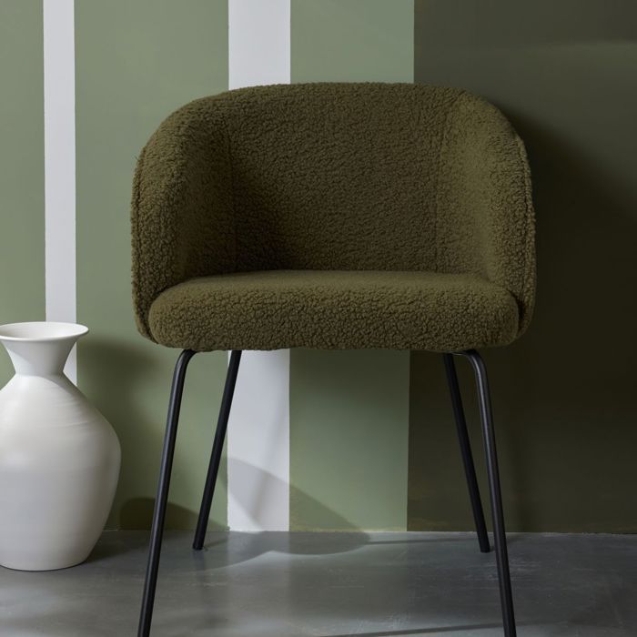 Fauteuil en bouclette MATCHA - FACTORY - Vert 55x62 cm Fauteuil en bouclette MATCHA - FACTORY - Vert 55x62 cm