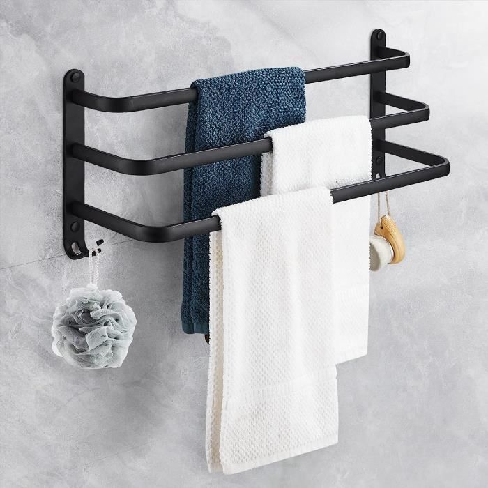 Porte Serviette Mural 3 Étages Aluminium - 50cm Pour Salle De Bain/Cuisine