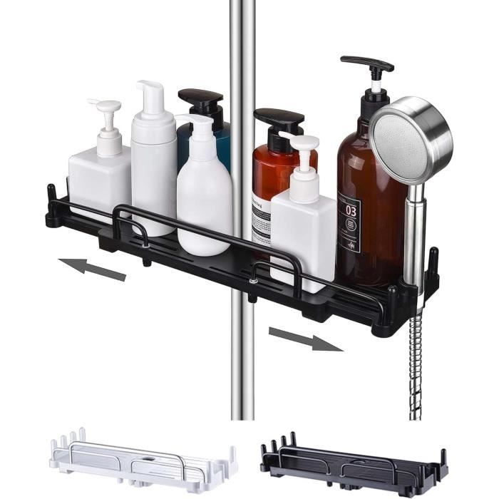 Étagère De Douche Sans Perçage 5 Pièces - Noir Antirouille, Avec 2 Boîtes Latérales - Idéal Salle De Bain & Cuisine