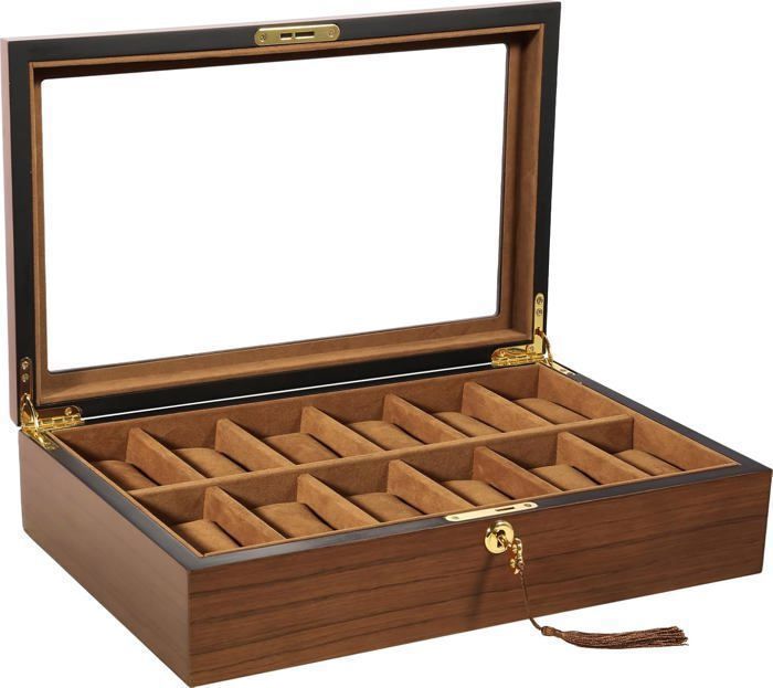 SONGMICS Boîte à Montres à 12 Emplacements, Coffret à Montres, Avec