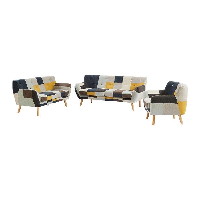 Canapés 3 places 2 places et un fauteuil en tissu patchwork SERTI II