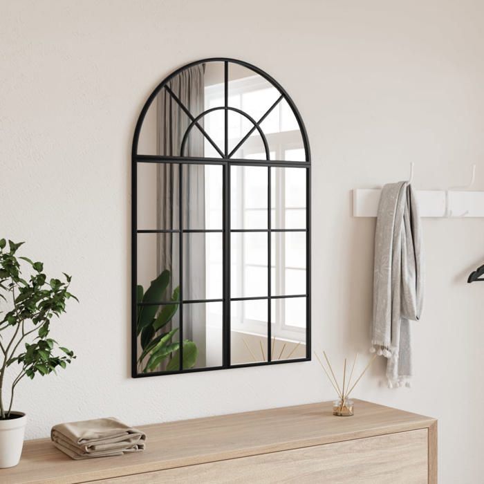 vidaXL Miroir mural noir 60x30 cm arche fer 358650