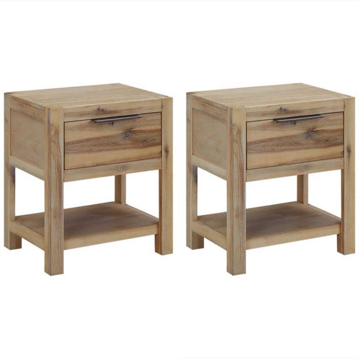vidaXL Tables de chevet avec tiroirs 2 pcs 40x30x48 cm Acacia solide 3057529