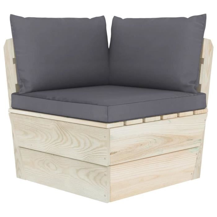 vidaXL Canapé d'angle palette de jardin Bois d'épicéa
