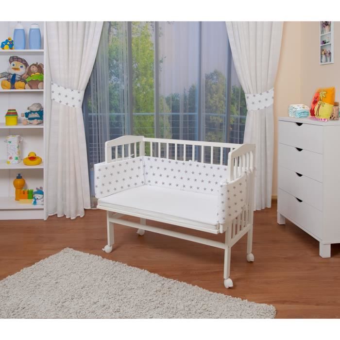 Waldin Lit Cododo Pour Bebe Berceau Hauteur Reglable Bois Naturel Ou Blanc Laque Gris Etoile Peint En Blanc Cdiscount Puericulture Eveil Bebe