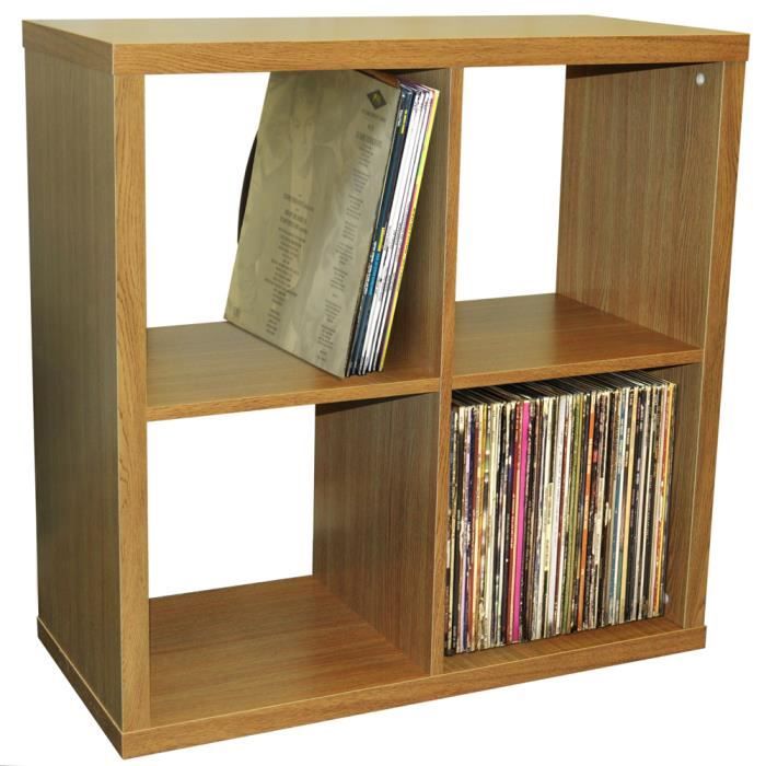 Cube 4 Etagere De Rangement Vinyls Lp Finition Chene Achat
