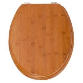 WENKO Abattant WC Bois Bambou - Lunette WC Fixation Acier Inox - Résistant Humidité - 34 X 41,5 Cm