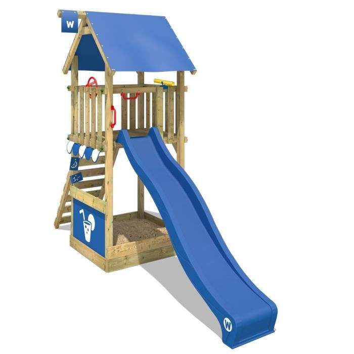 Wickey Aire De Jeux Portique Bois Smart Club Avec Toboggan Bleu Maison Enfant Exterieur Avec Bac A Sable Echelle D Escalade Cdiscount Jeux Jouets