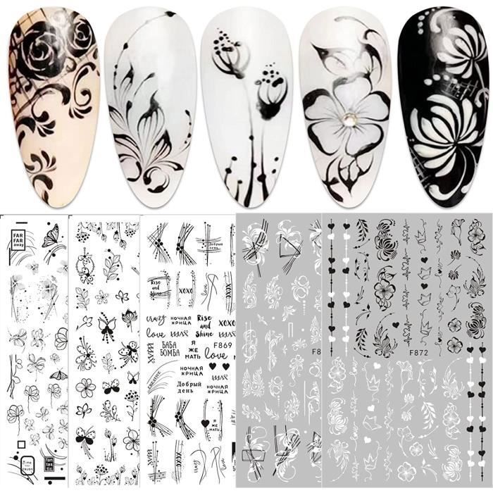 Lot De 14 Autocollants Décoratifs Pour Ongles - Motifs Variés, Facile à Poser, Neuf
