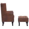 Fauteuil chaise siège lounge design club sofa salon chesterfield et repose-pieds marron similicuir daim 1102228/3-1