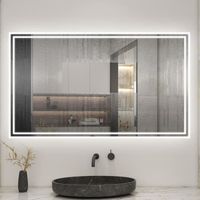 Miroir De Salle De Bain LED 80x60 Cm - Bluetooth, Anti-buée, Gradation, 3 Couleurs De Lumière - Installation Murale