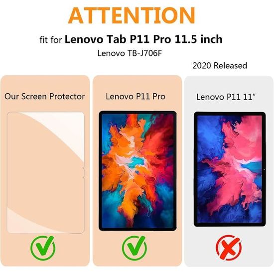 2 Pack] Verre Trempé pour Lenovo Tab P11 Pro 11.5 TB-J706F Protection écran  Tab P11 Pro TB-J706F Film Protection [Transparent[90] - Cdiscount  Informatique